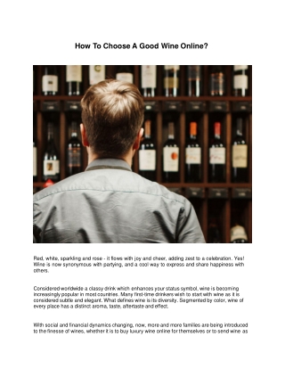 How To Choose A Good Wine Online?
