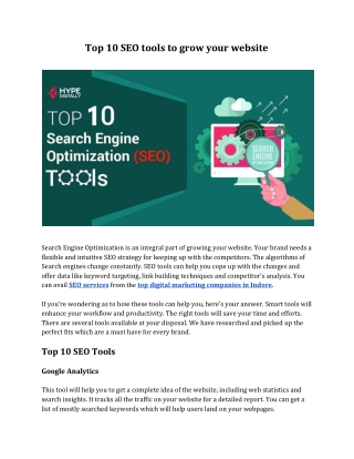 10 Best SEO Tools to Grow Your Website Traffic | SEO Services