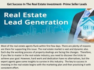 Prime Seller Leads Reviews - Get Success In The Real Estate Investment- Prime Seller Leads