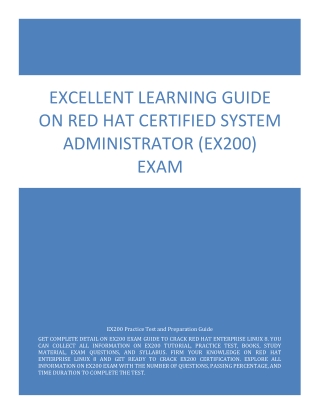 Excellent Learning Guide on Red Hat Certified System Administrator (EX200) Exam