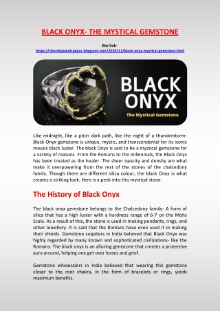 BLACK ONYX- THE MYSTICAL GEMSTONE