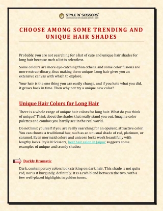 Choose Among Some Trending and Unique Hair Shades