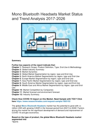 Mono Bluetooth Headsets Market Status and Trend Analysis