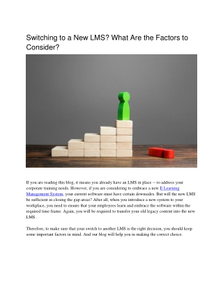 Switching to a New LMS? What Are the Factors to Consider?