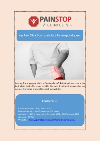 Hip Pain Clinic Scottsdale Az | Painstopclinics.com