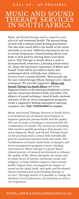 Music and Sound Therapy Services in South Africa