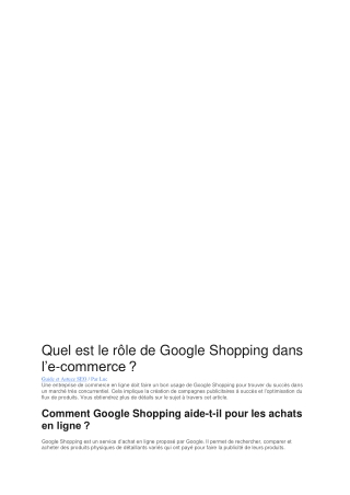 Quel est le rôle de Google Shopping dans l’e-commerce ?