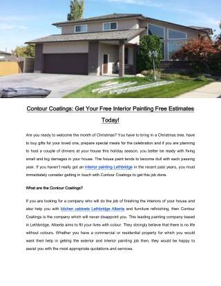 Contour Coatings: Get Your Free Interior Painting Free Estimates Today!