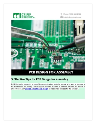 5 Effective Tips for PCB Design for assembly