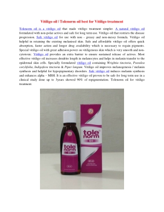 Vitiligo oil | Tolenorm oil best for Vitiligo treatment