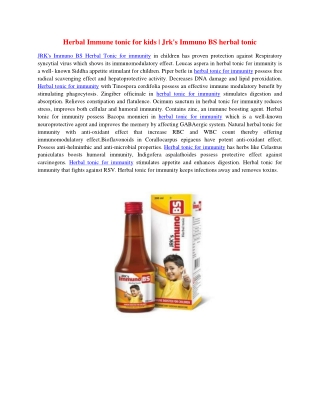 Herbal Immune tonic for kids | Jrk's Immuno BS herbal tonic
