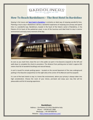 How To Reach Bardoliners – The Best Hotel In Bardolino