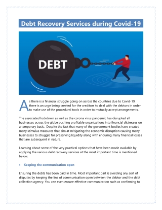 Debt Recovery Services during Covid-19