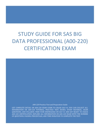 Study Guide for SAS Big Data Professional (A00-220) Certification Exam