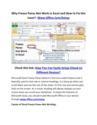 Why Freeze Panes Not Work in Excel and How to Fix this Issue?- Www.Office.Com/Setup