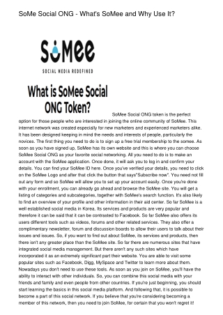 SoMe Social ONG - What's SoMee and Why Use It?