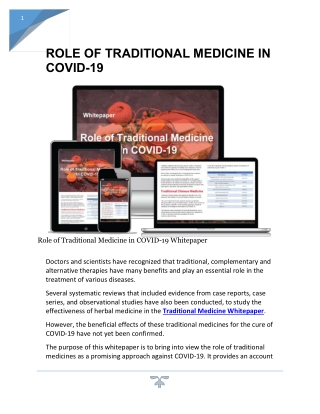ROLE OF TRADITIONAL MEDICINE IN COVID-19