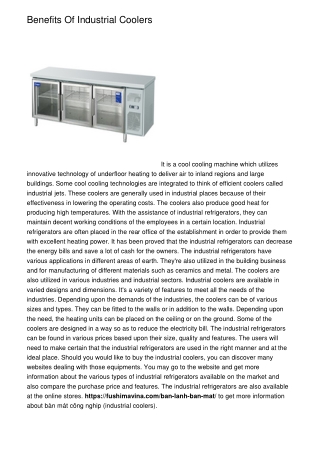 Benefits Of Industrial Coolers