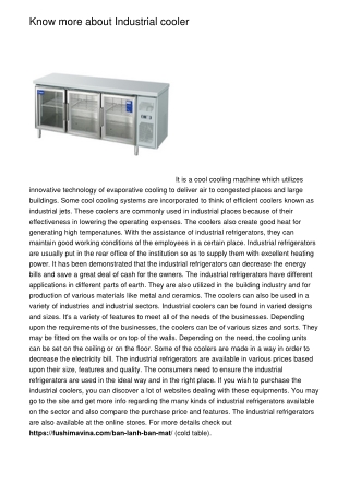 Know more about Industrial cooler