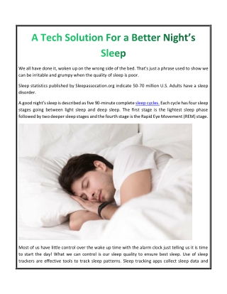 A Tech Solution For a Better Night’s Sleep