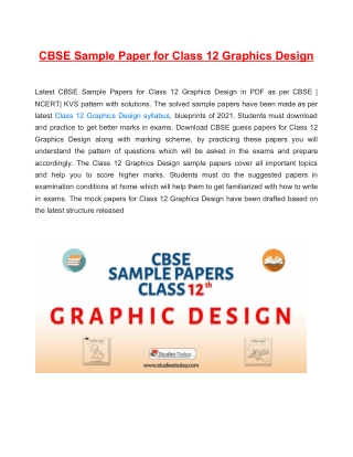 Download CBSE Sample Paper 2021 for Class 12 Graphics Design with solution in PDF