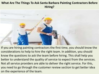 What Are The Things To Ask Santa Barbara Painting Contractors Before Hiring?