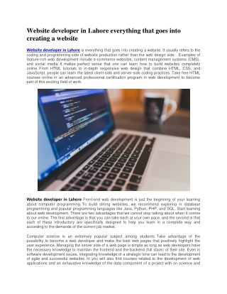 Website developer in Lahore everything that goes into creating a website
