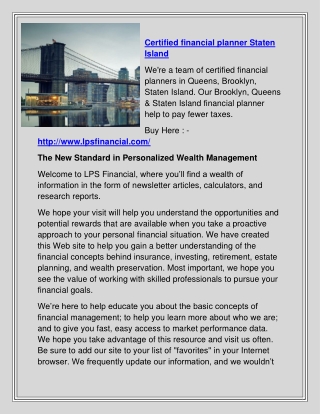 Certified financial planner Staten Island