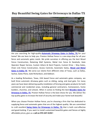 Wooden Gates for Driveway in Dallas, TX