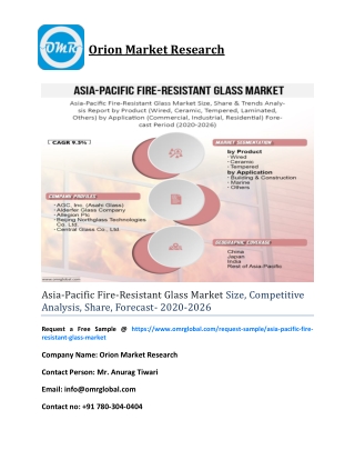 Asia-Pacific Fire-Resistant Glass Market Size, Competitive Analysis, Share, Forecast- 2020-2026