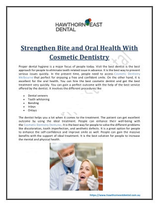 Strengthen Bite and Oral Health With Cosmetic Dentistry
