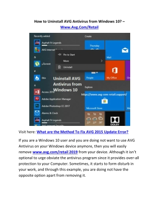 How to Uninstall AVG Antivirus from Windows 10? – Www.Avg.Com/Retail