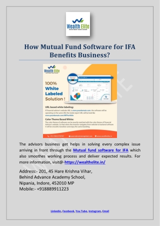 How Mutual Fund Software for IFA Benefits Business?