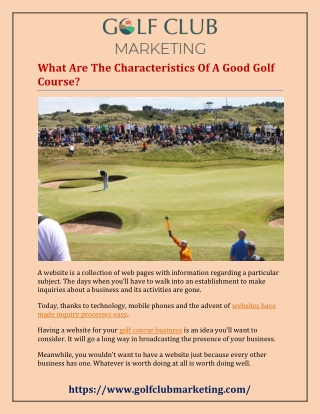 Golf Club Marketing Online Presentations Channel