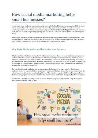 How social media marketing helps small businesses?