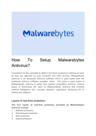 How to Setup Malwarebytes Antivirus?