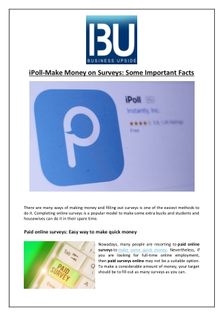 iPoll-Make Money on Surveys: Some Important Facts