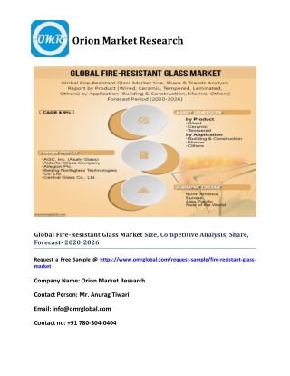 Global Fire-Resistant Glass Market Size, Competitive Analysis, Share, Forecast- 2020-2026