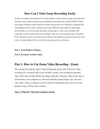 Trim Zoom Recording Easily and Quickly
