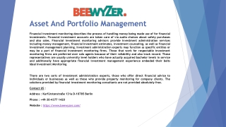 Asset and portfolio management