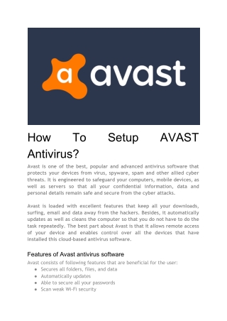 How to Setup AVAST Antivirus?
