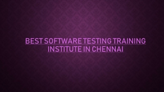 Best Software Testing courses in Chennai