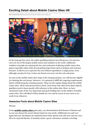 Exciting Detail about Mobile Casino Sites UK