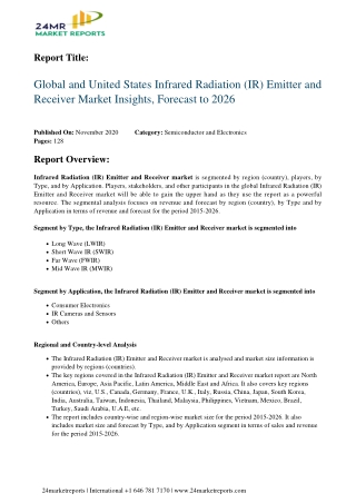 Infrared Radiation (IR) Emitter and Receiver Market Insights, Forecast to 2026