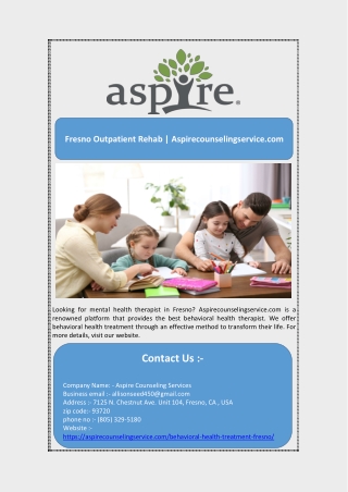 Fresno Outpatient Rehab | Aspirecounselingservice.com