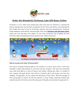 Order the Wonderful Christmas Cake Gift Boxes Online
