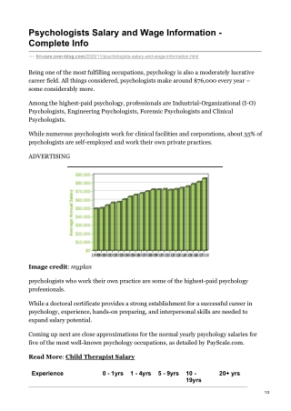 Psychologists Salary and Wage Information - Complete Info