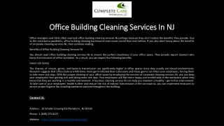 Office Building Cleaning Services In NJ