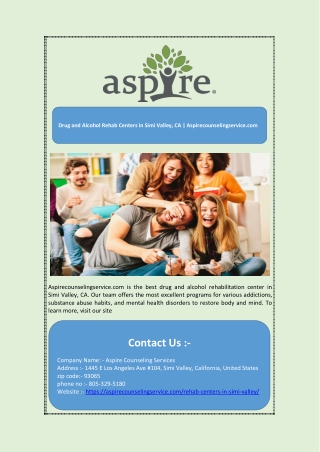 Drug and Alcohol Rehab Centers in Simi Valley, CA | Aspirecounselingservice.com