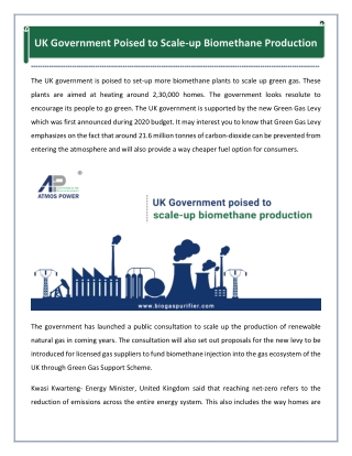 UK Government Poised to Scale-up Biomethane Production